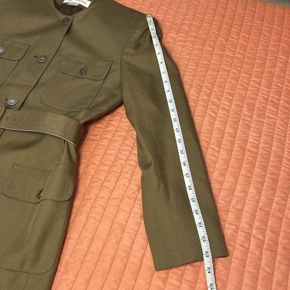 Jones New York Collarless Belted Blazer Jacket Army Green Military size 12 - Picture 11 of 16
